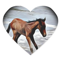 Kastanje Veulen Spelen in de Oceaan rond sticker