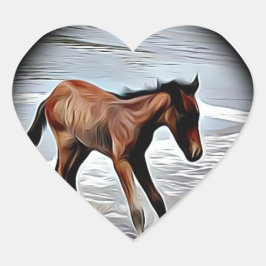 Kastanje Veulen Spelen in de Oceaan rond sticker