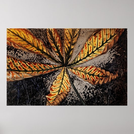 Kastanjeblad van Julie de Graag - Retro Floral Poster (Voorkant)