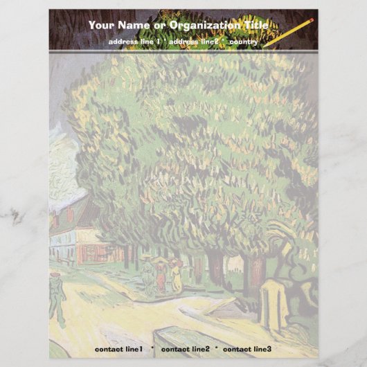 Kastanjebomen in bloei, Vincent van Gogh. Custom Briefhoofd (Voorkant)