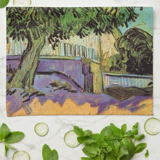 Kastanjeboom in Blossom door Vincent van Gogh Theedoek (Gevouwen)