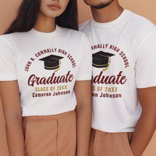 Kastanjebruin Goud Afstudeer Aangepaste School 202 Tri-Blend Shirt