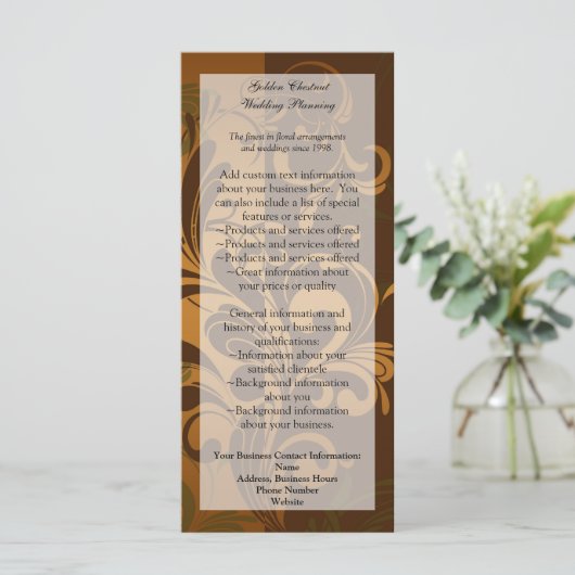 Kastanjebruin/Goud/Groen statische kaart/menu/prog (Staand voorkant)