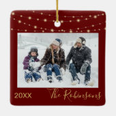 Kastanjebruin | Goud | Kerstboom met foto's Keramisch Ornament (Achterkant)