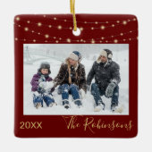 Kastanjebruin | Goud | Kerstboom met foto's Keramisch Ornament (Voorkant)