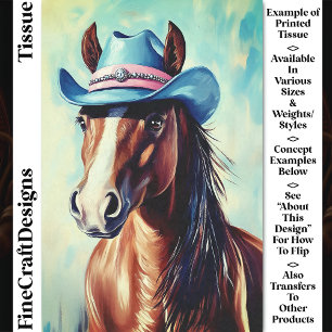 Kastanjebruin Paard, Blauwe Roze Cowboyhoed CS9 De Tissuepapier
