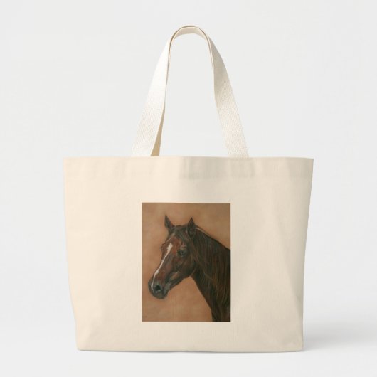Kastanjebruin paardenportret afbeelding grote tote bag (Voorkant)