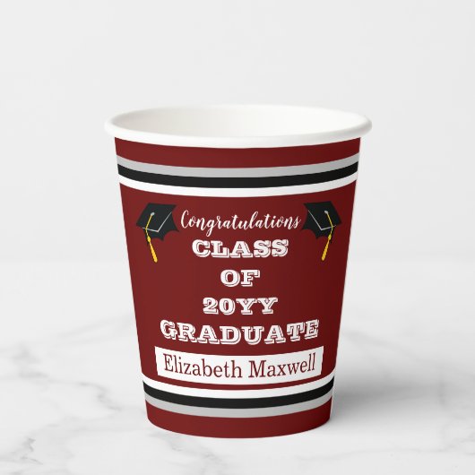 Kastanjebruin |White Gefeliciteerd Afstuderen Afst Papieren Bekers (Achterkant)