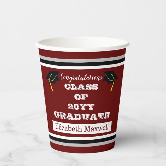 Kastanjebruin |White Gefeliciteerd Afstuderen Afst Papieren Bekers (Voorkant)