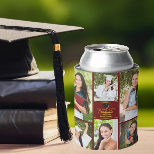 Kastanjebruine afstudeerfoto-collage afstudeerfees blikjeskoeler