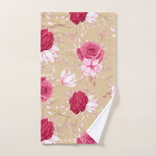 kastanjebruine bloemen bad handdoek (Handdoek)