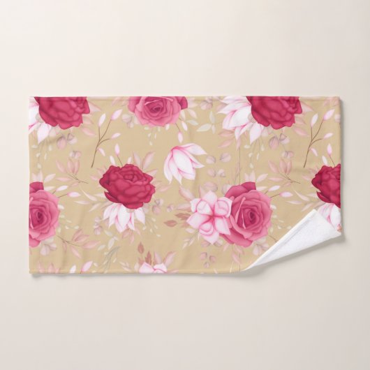 kastanjebruine bloemen bad handdoek (Handdoek)