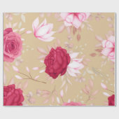 kastanjebruine bloemen cadeaupapier (Vlak)