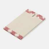Kastanjebruine Crème Geruite Kraft Landelijke Mono Post-it® Notes (Schuin)