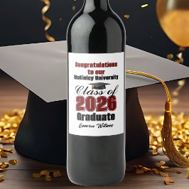 Kastanjebruine diploma-uitreikingsfeest 2026 op ma wijn etiket