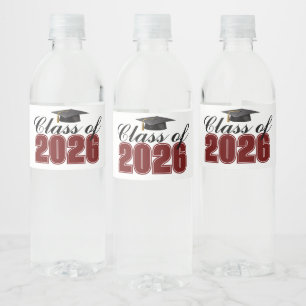 Kastanjebruine klas van 2026 diploma feest waterfles etiket