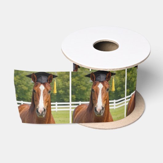 Kastanjebruine Paard Afgestudeerd Satijnen Lint (Spoel)