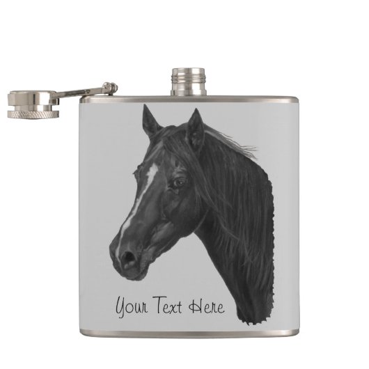 Kastanjebruine paardenportret heupfles (Geopend)