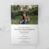 Kastanjebruine schuine acht-foto grad-uitnodiging (Binnen)