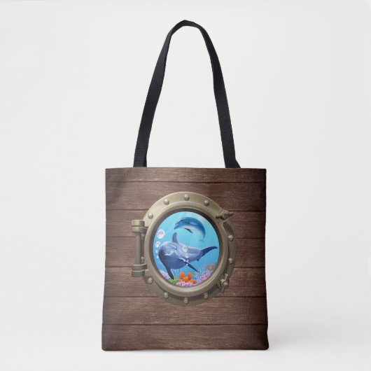 Kastanjedolfijn in de Indische Nautical Wood Ship  Tote Bag (Voorkant)