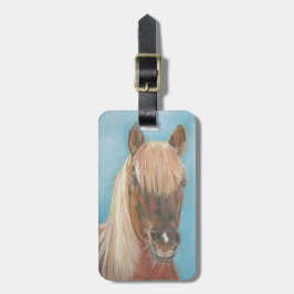kastanjemeel met blonde mane equine art horse bagagelabel
