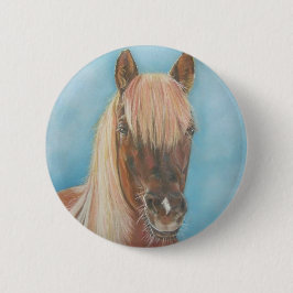 kastanjemeel met blonde mane equine art horse ronde button 5,7 cm