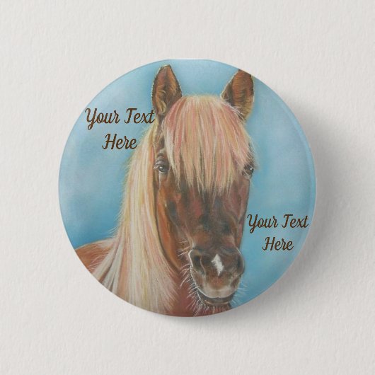 kastanjemeel met blonde mane equine art horse ronde button 5,7 cm (Voorkant)