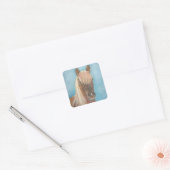 kastanjemeel met blonde mane equine art horse vierkante sticker (Envelop)