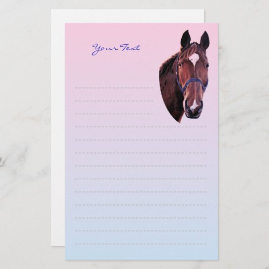 Kastanjepaarden met witsterschrijfpapier briefpapier (Voorkant / Achterkant)