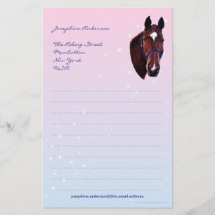 Kastanjepaarden met witsterschrijfpapier briefpapier