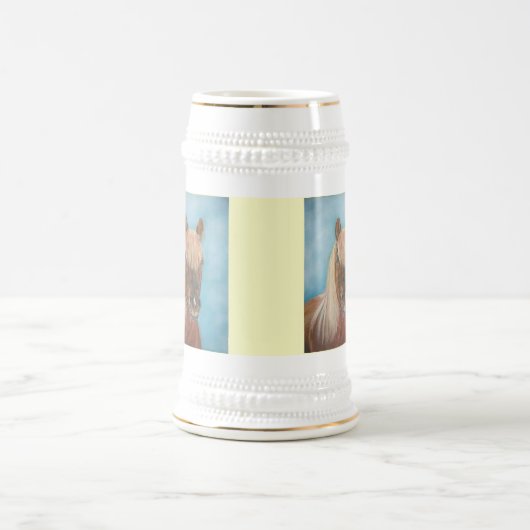 kastanjeparen met blonde mane equine art bierpul (Center)