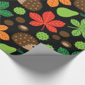 Kastanjes en egel naadloos patroon cadeaupapier (Hoek)