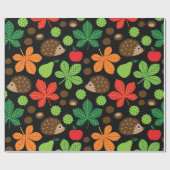 Kastanjes en egel naadloos patroon cadeaupapier (Vlak)