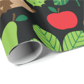 Kastanjes en egel naadloos patroon cadeaupapier (Rol Hoek)