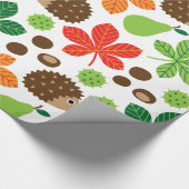Kastanjes en egel naadloos patroon cadeaupapier (Hoek)