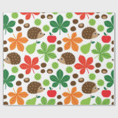 Kastanjes en egel naadloos patroon cadeaupapier (Vlak)