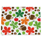 Kastanjes en egel naadloos patroon groot cadeauzakje (Voorkant)