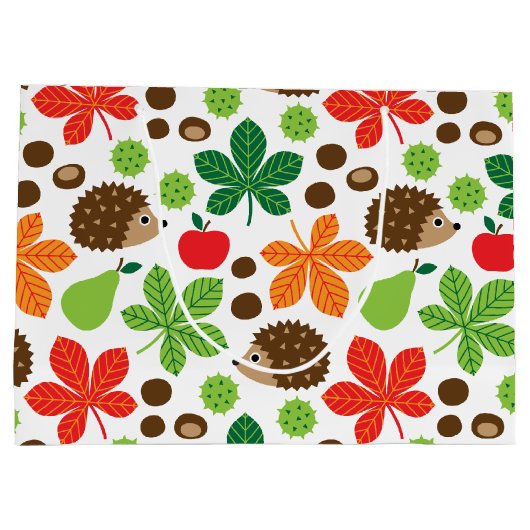 Kastanjes en egel naadloos patroon groot cadeauzakje (Achterkant)