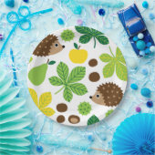 Kastanjes en egel naadloos patroon papieren bordje (Feest)