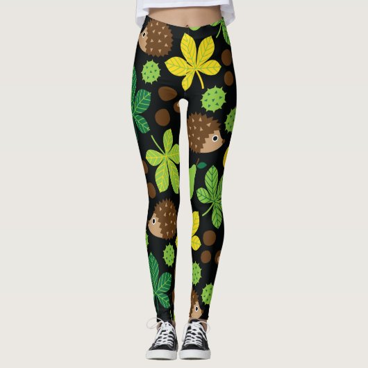 Kastanjes en egel naadloos (ver.6) leggings (Voorkant)