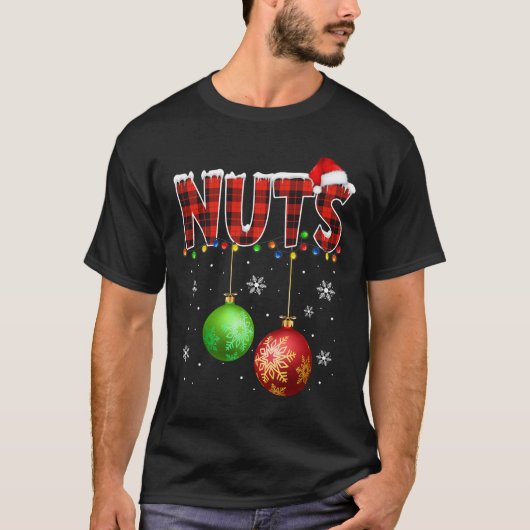 Kastanjes Leuke Bijpassende Koppels Kerstverlichti T-shirt (Voorkant)