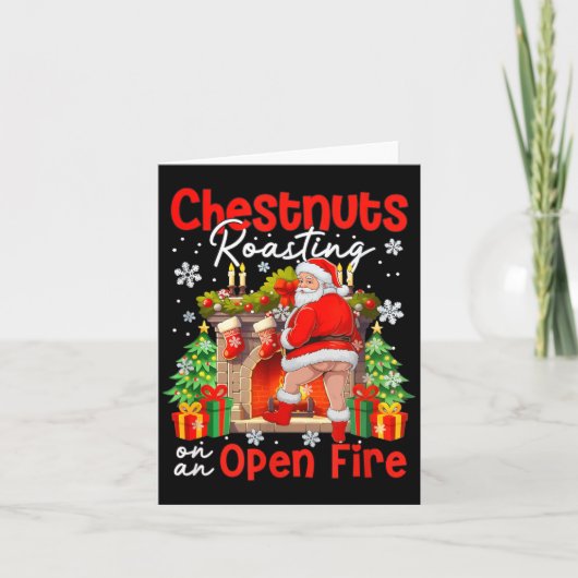 Kastanjes Roosteren Op Een Open Vuur Grappige Kers Kaart (Voorkant)