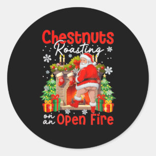 Kastanjes Roosteren Op Een Open Vuur Grappige Kers Ronde Sticker