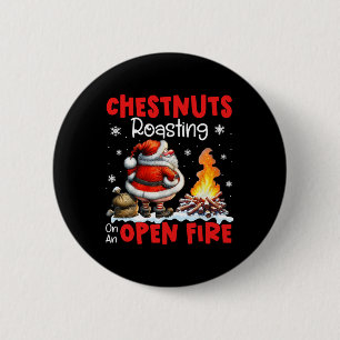 Kastanjes roosteren op open vuur Grappig Rude Sant Ronde Button 5,7 Cm