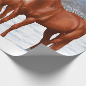 Kastanjesorrel kwart paard in sneeuw cadeaupapier (Hoek)