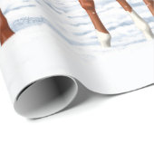 Kastanjesorrel kwart paard in sneeuw cadeaupapier (Rol Hoek)