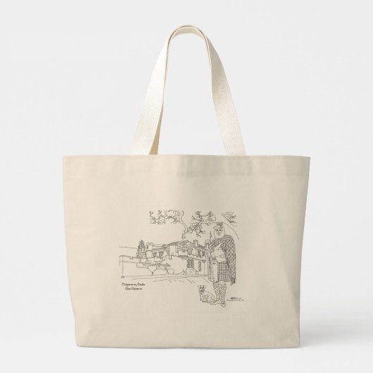 Kasteel Achnacarry, Highlander, Terrier Schouderta Grote Tote Bag (Achterkant)
