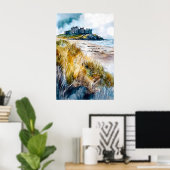 Kasteel Bamburgh Watercolor 1 Poster (Thuiskantoor)