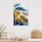 Kasteel Bamburgh Watercolor 1 Poster (Keuken)