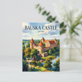 Kasteel Bauska Letland Briefkaart (Staand voorkant)